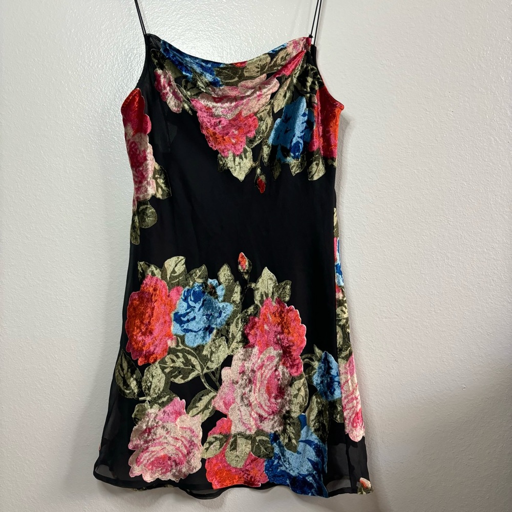 Show Me Your MuMu Sabine Slip Velvet Floral Mini Dress Medium FLAW - Picture 8 of 12